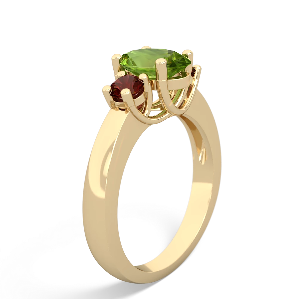 Peridot Three Stone Oval Trellis 14K Yellow Gold ring R4024