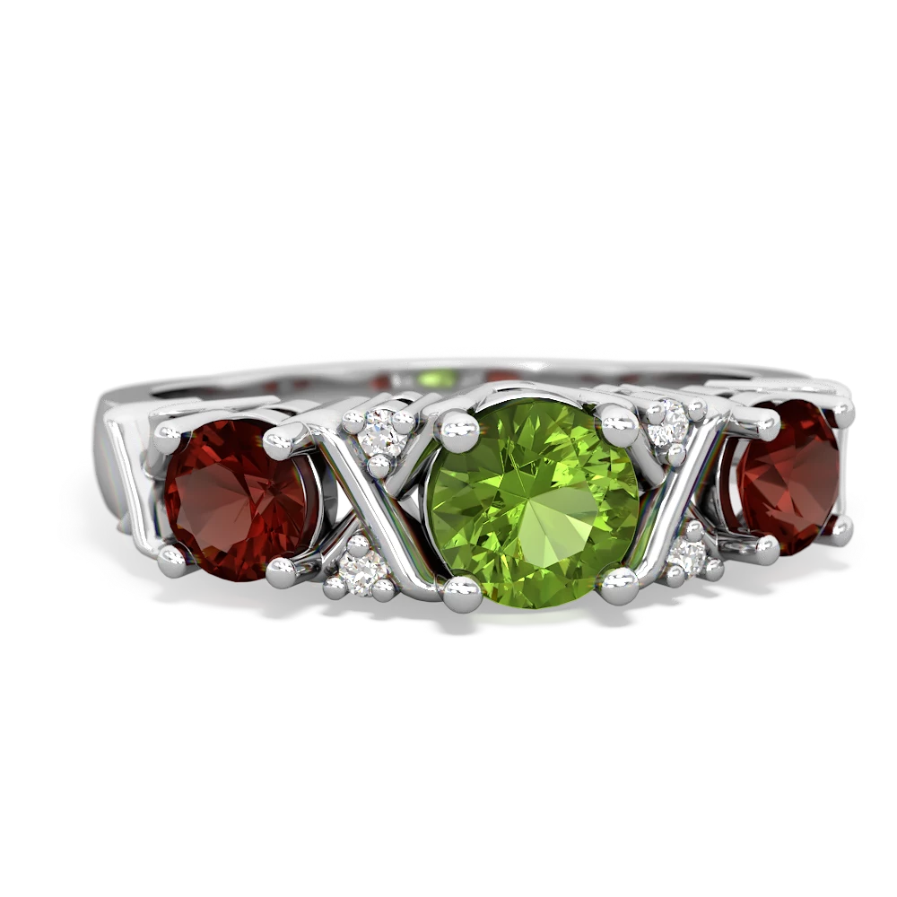 Peridot Hugs And Kisses 14K White Gold ring R5016