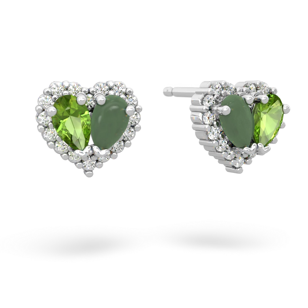 Peridot Halo 14K White Gold earrings E7008