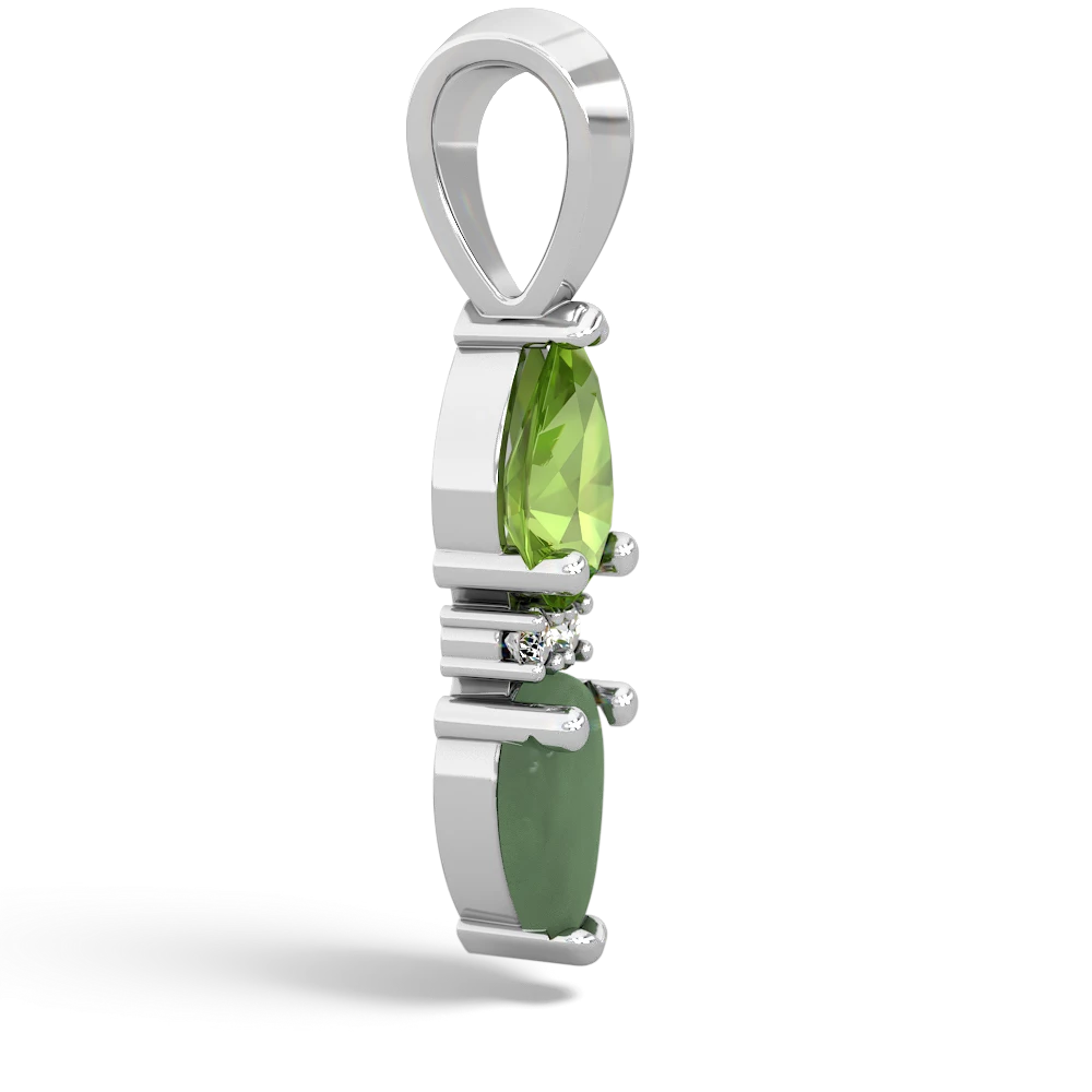 Peridot Bowtie Drop 14K White Gold pendant P0865