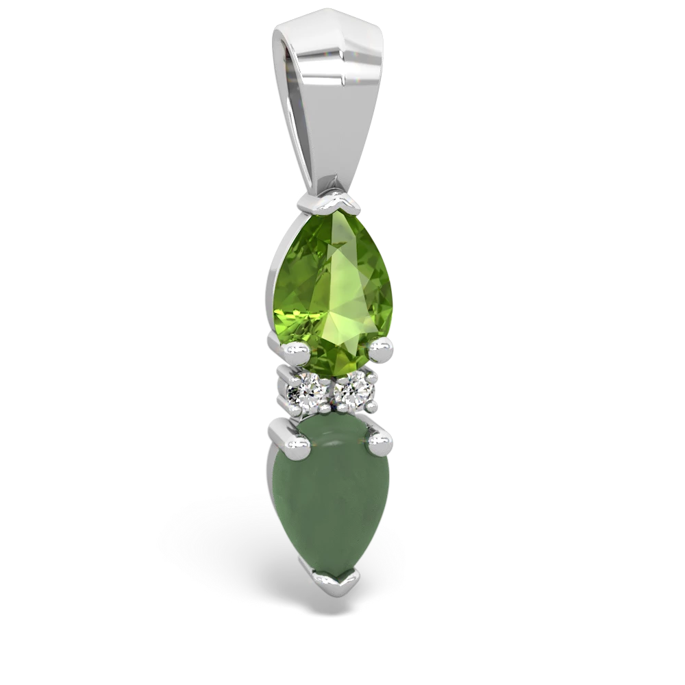 Peridot Bowtie Drop 14K White Gold pendant P0865