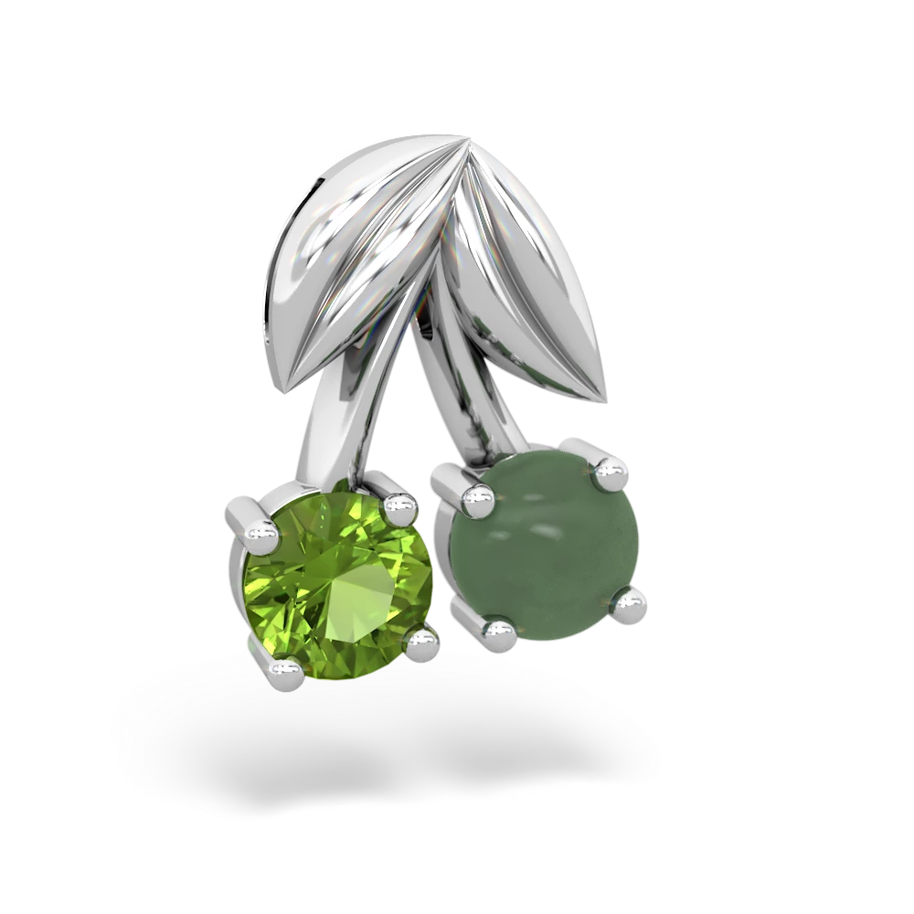 Peridot Sweet Cherries 14K White Gold pendant P7001