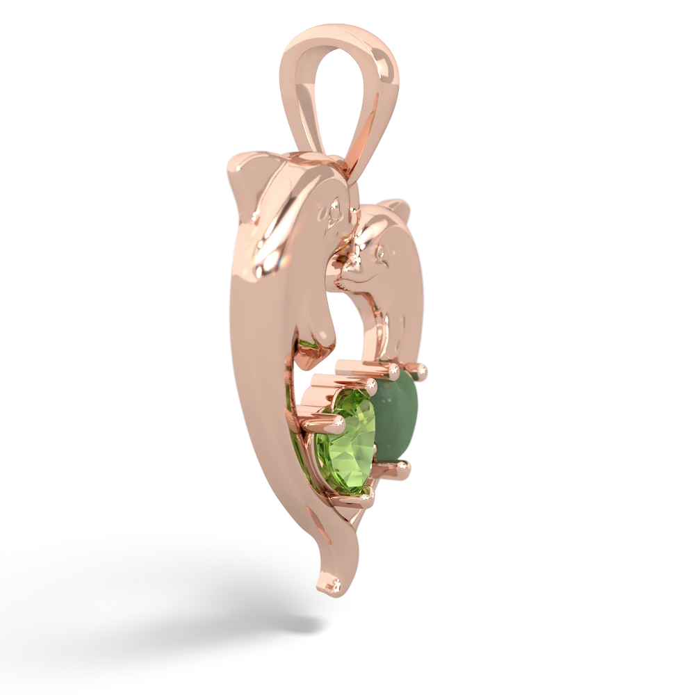 Peridot Dolphin Heart 14K Rose Gold pendant P5820