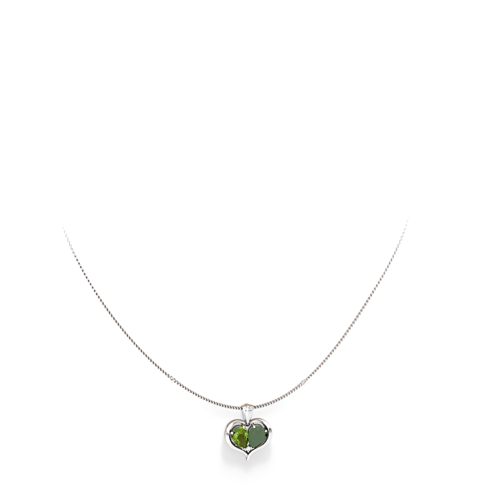 Peridot Two Become One 14K White Gold pendant P5330