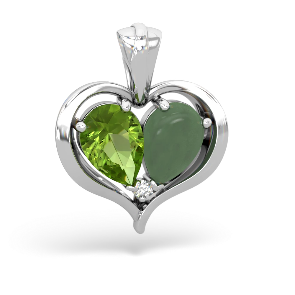 Peridot Two Become One 14K White Gold pendant P5330