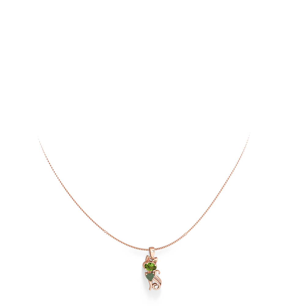 Peridot Kitten 14K Rose Gold pendant P5780