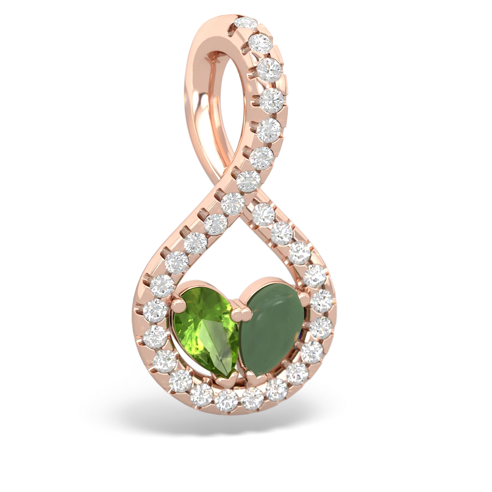 Peridot Pave Twist 'One Heart' 14K Rose Gold pendant P5360