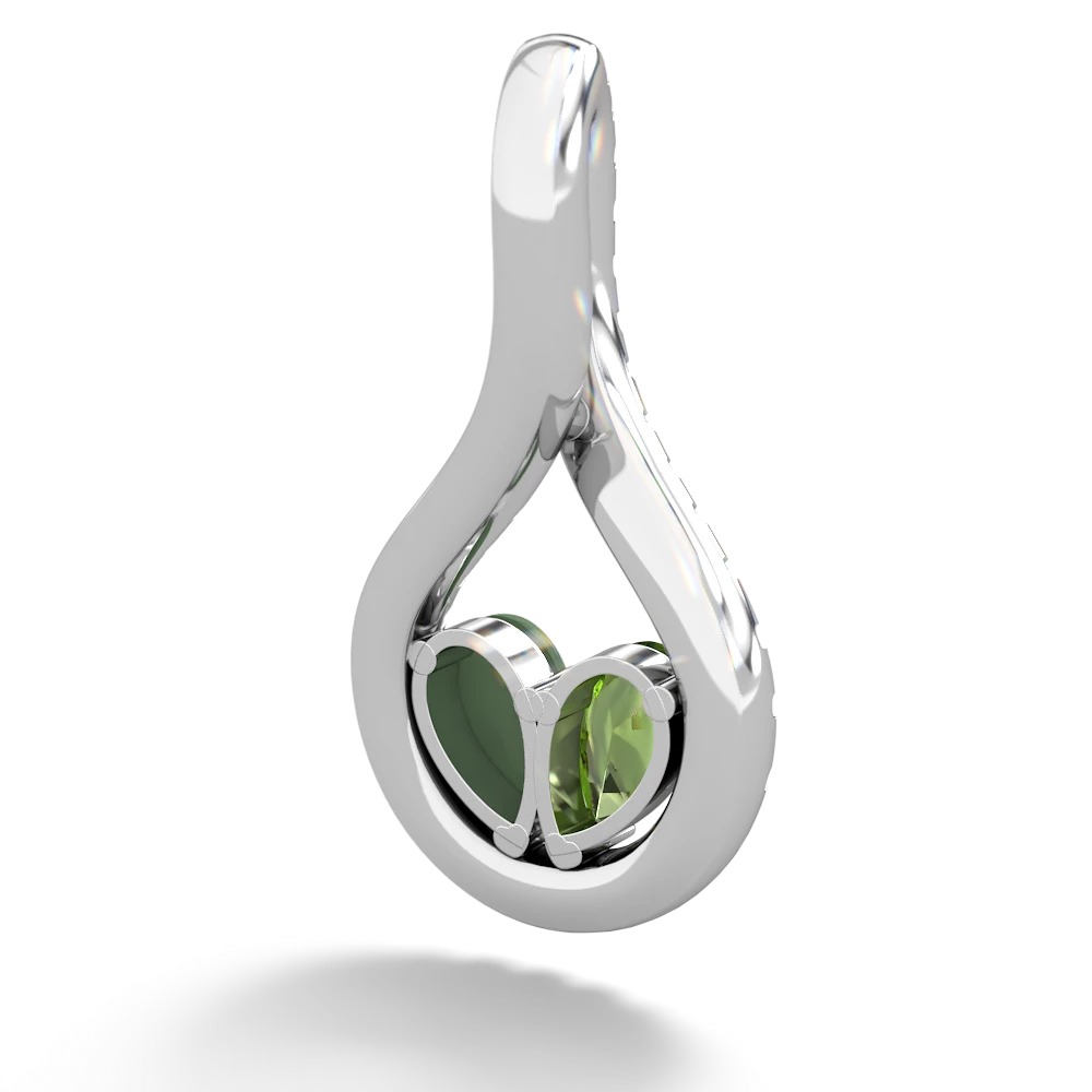 Peridot Pave Twist 'One Heart' 14K White Gold pendant P5360