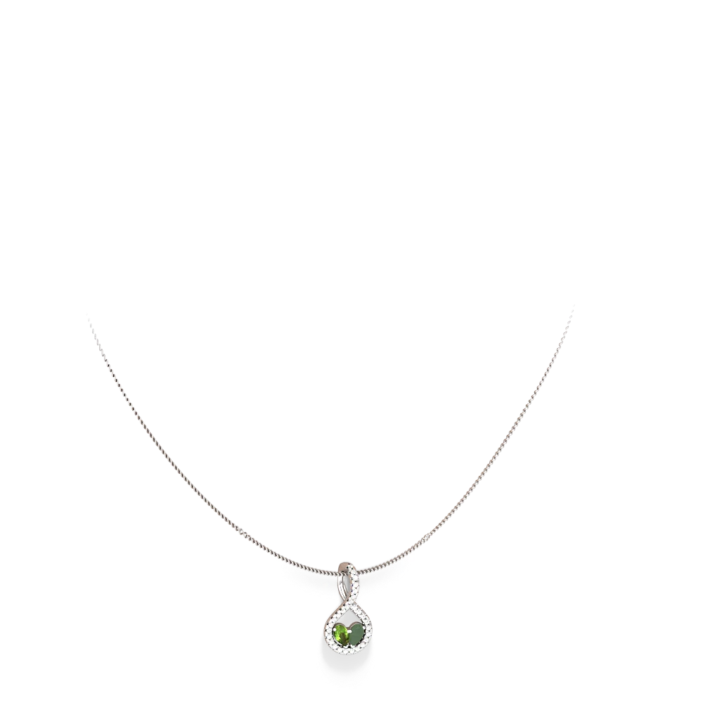 Peridot Pave Twist 'One Heart' 14K White Gold pendant P5360