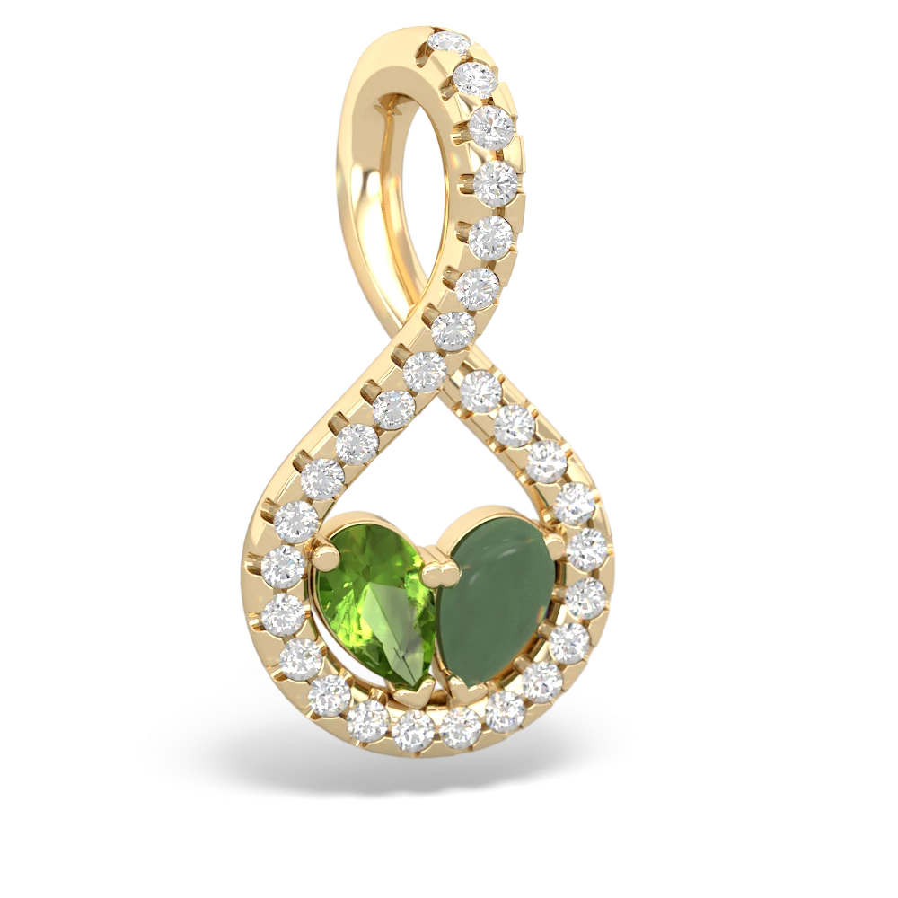 Peridot Pave Twist 'One Heart' 14K Yellow Gold pendant P5360