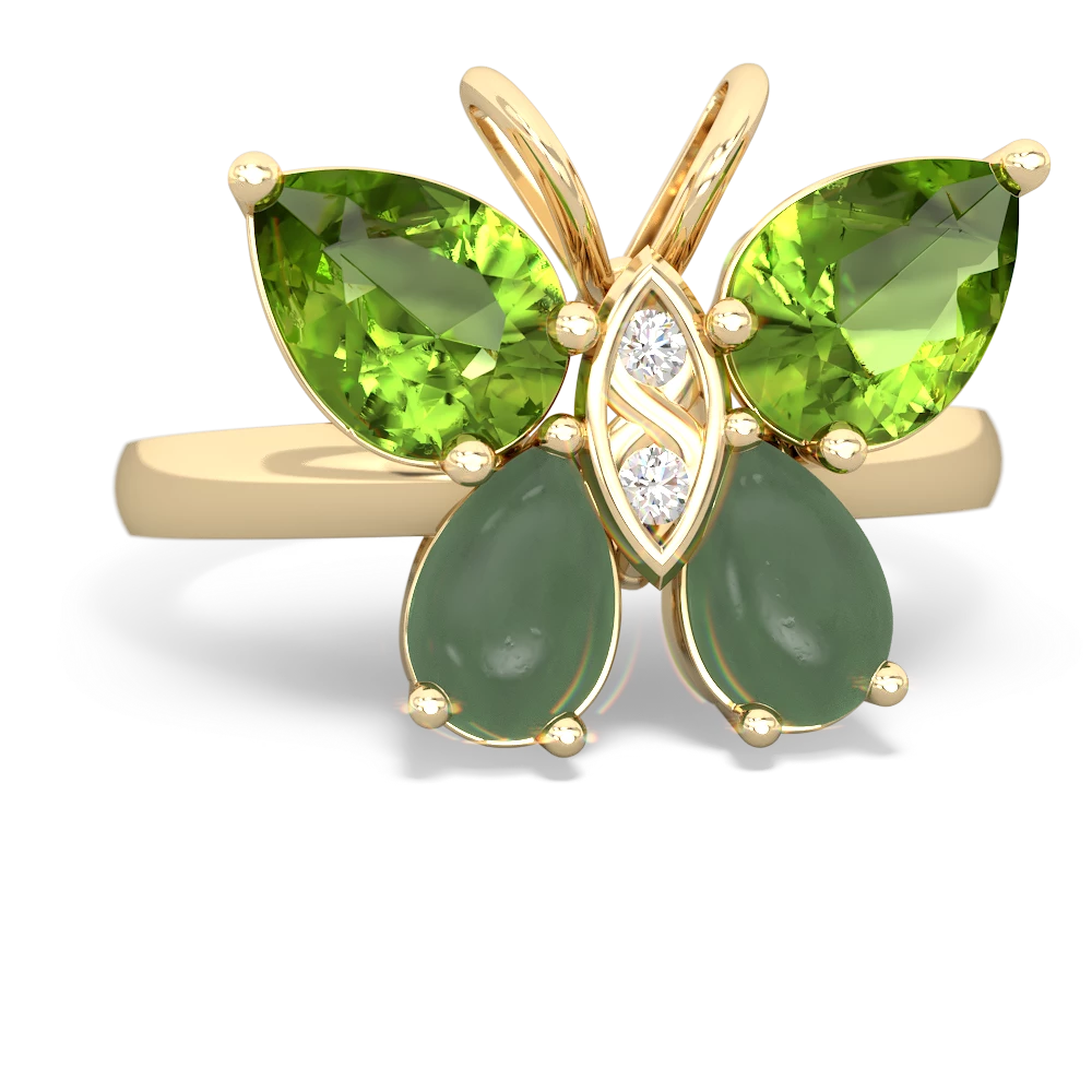 Peridot Butterfly 14K Yellow Gold ring R2215