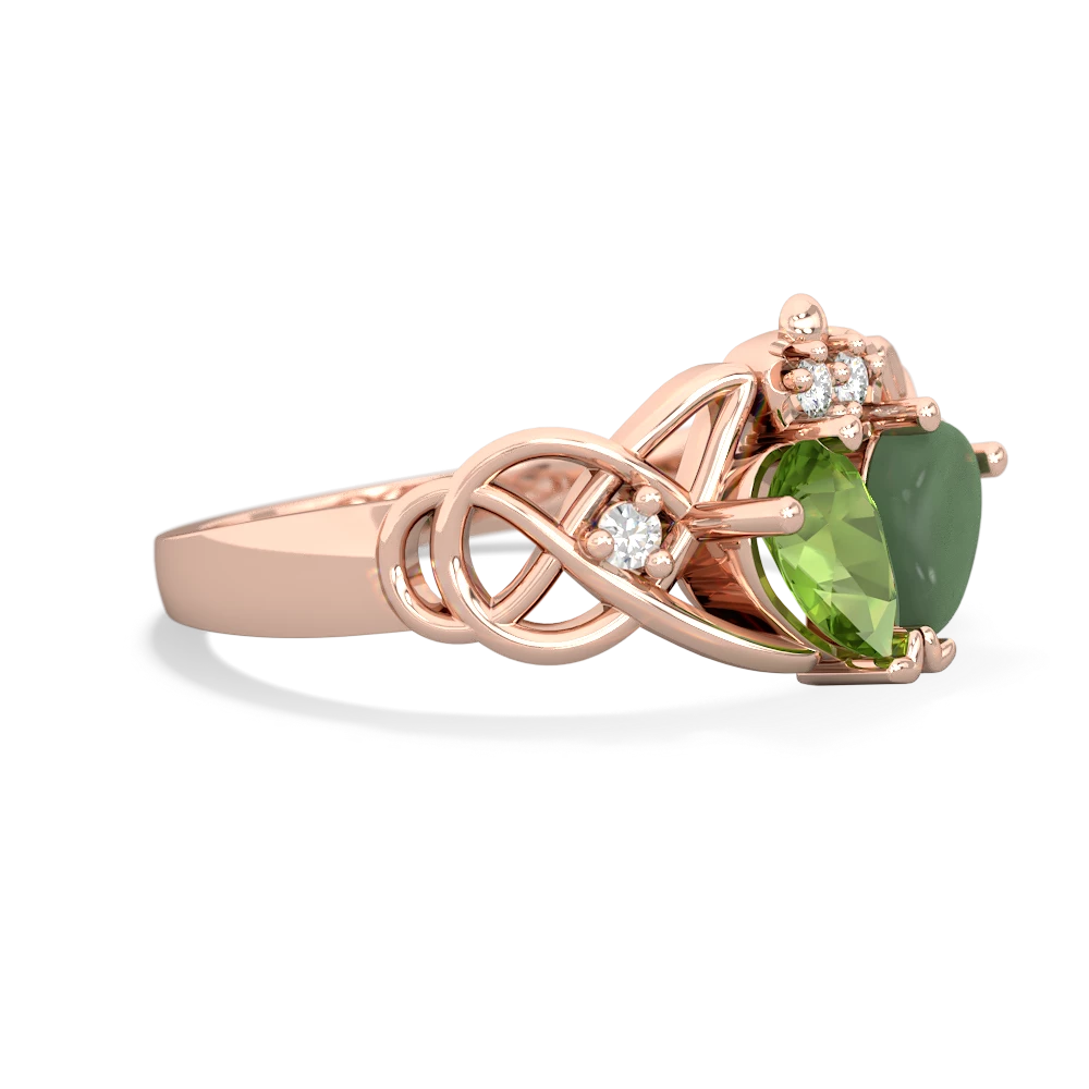 Peridot 'One Heart' Celtic Knot Claddagh 14K Rose Gold ring R5322