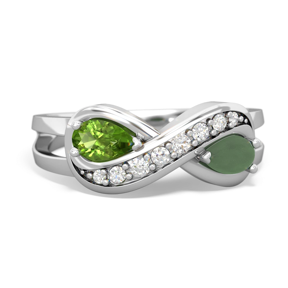 Peridot Diamond Infinity 14K White Gold ring R5390