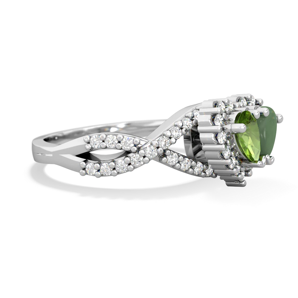 Peridot Diamond Twist 'One Heart' 14K White Gold ring R2640HRT