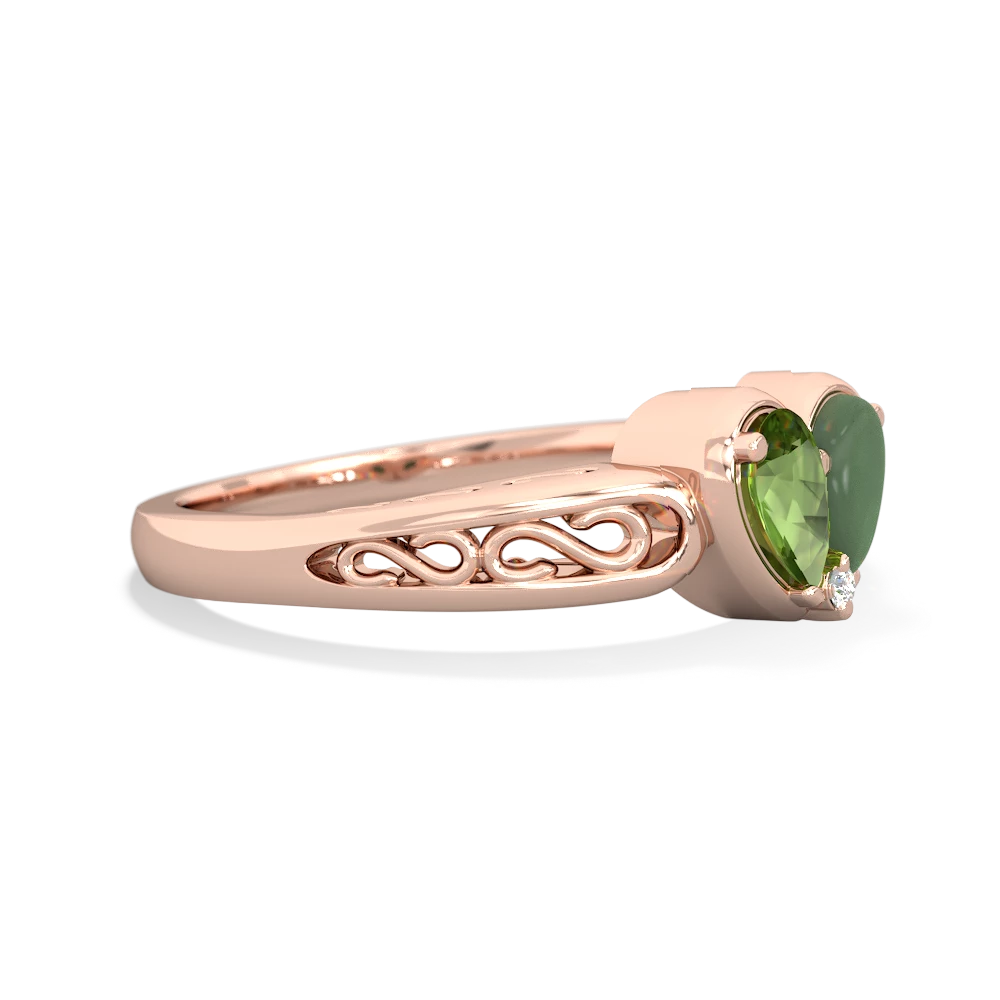 Peridot Filligree 'One Heart' 14K Rose Gold ring R5070