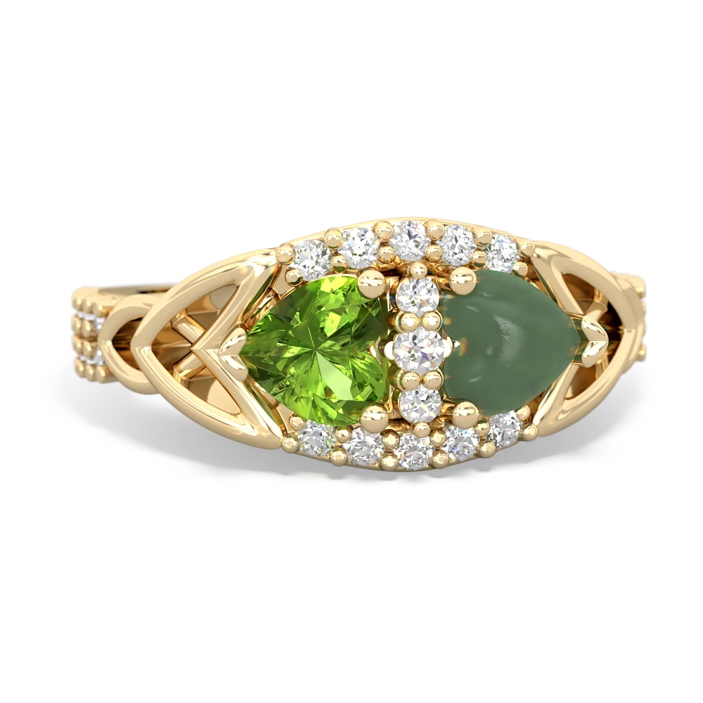 Peridot Sparkling Celtic Knot 14K Yellow Gold ring R2645