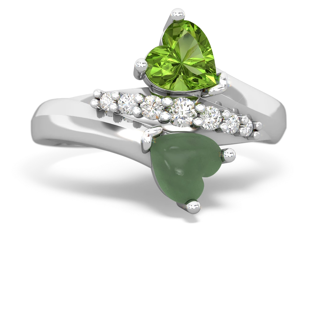 Peridot Heart To Heart 14K White Gold ring R2064