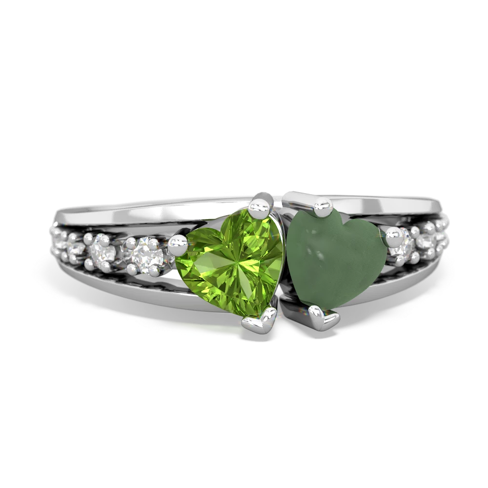 Peridot Heart To Heart 14K White Gold ring R3342