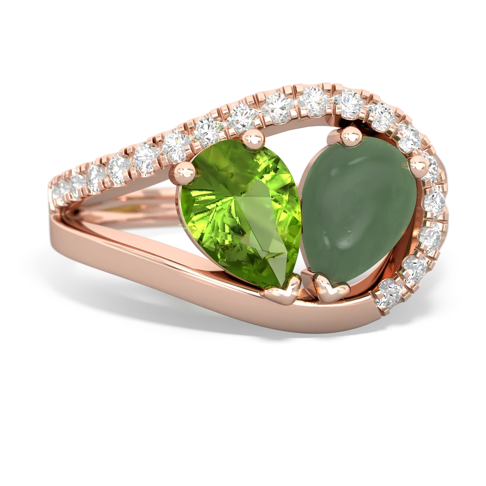 Peridot Nestled Heart Keepsake 14K Rose Gold ring R5650