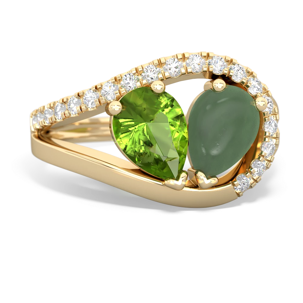 Peridot Nestled Heart Keepsake 14K Yellow Gold ring R5650