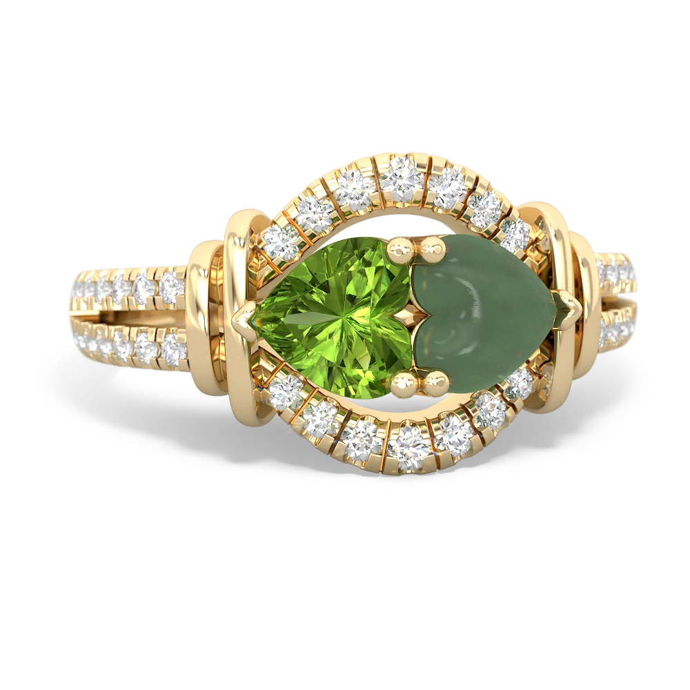 Peridot Art-Deco Keepsake 14K Yellow Gold ring R5630