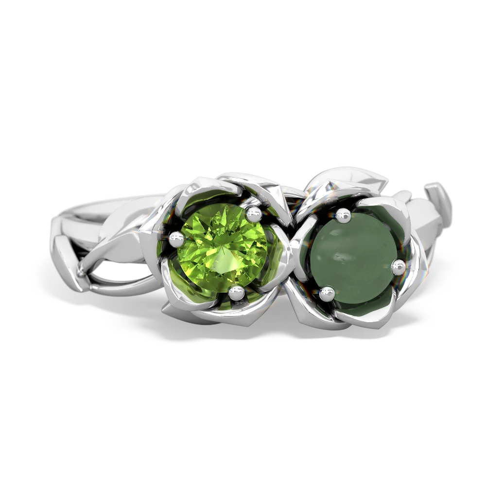 Peridot Rose Garden 14K White Gold ring R5510