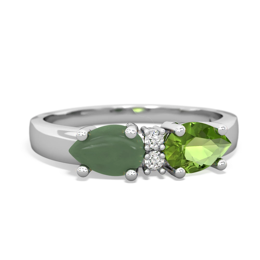 Peridot Pear Bowtie 14K White Gold ring R0865