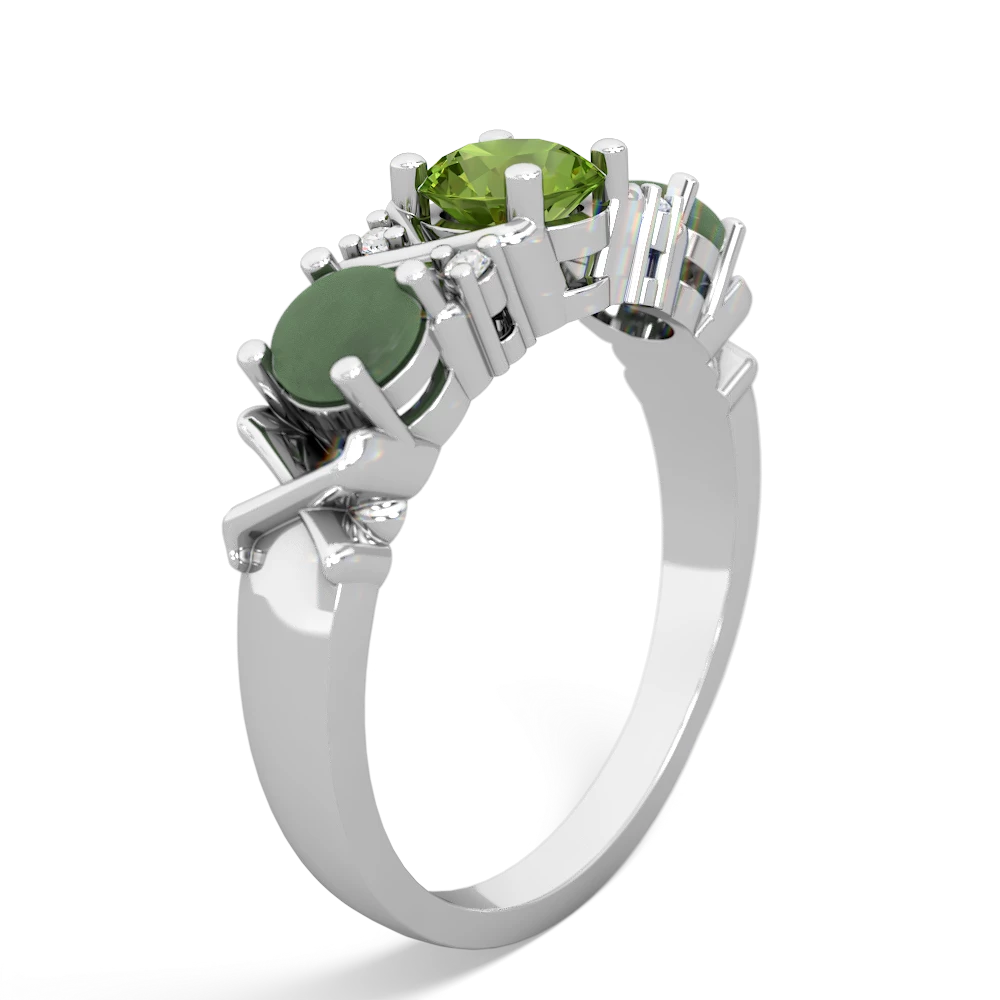 Peridot Hugs And Kisses 14K White Gold ring R5016