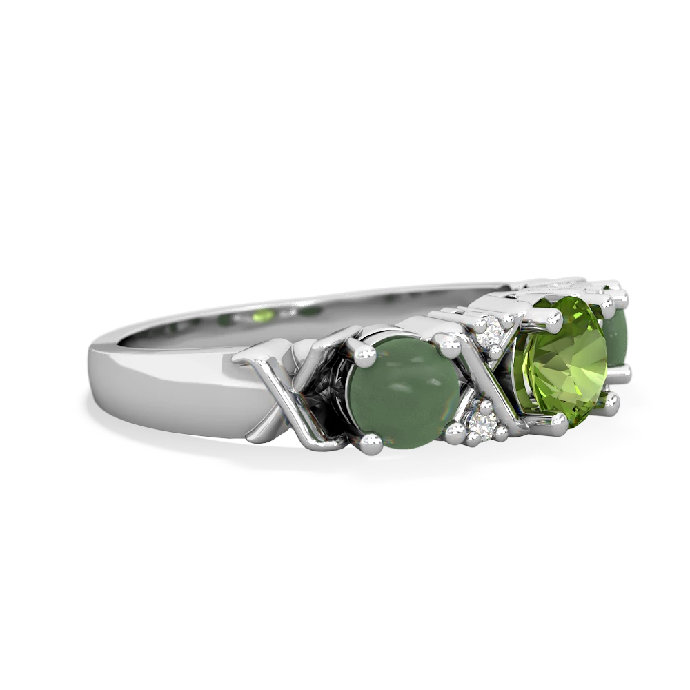 Peridot Hugs And Kisses 14K White Gold ring R5016