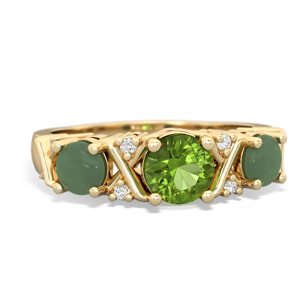 Peridot Hugs And Kisses 14K Yellow Gold ring R5016