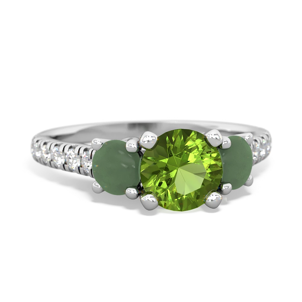 Peridot Pave Trellis 14K White Gold ring R5500