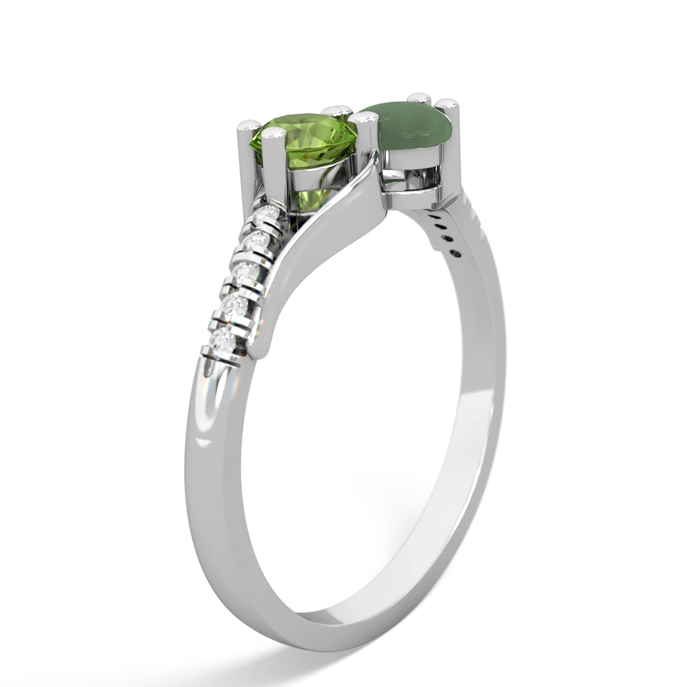 Peridot Infinity Pave Two Stone 14K White Gold ring R5285