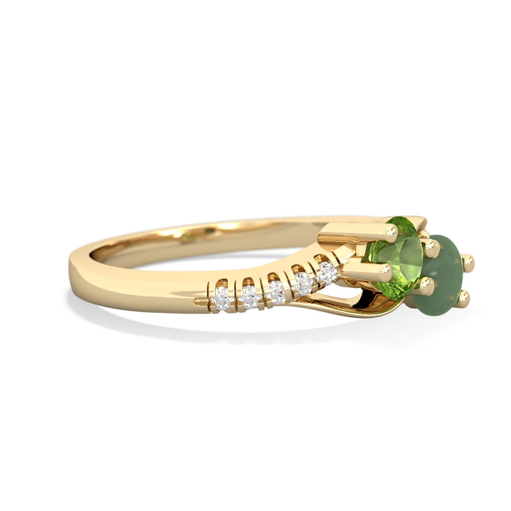 Peridot Infinity Pave Two Stone 14K Yellow Gold ring R5285