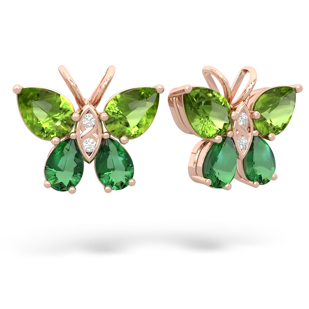 Peridot Butterfly 14K Rose Gold earrings E2215