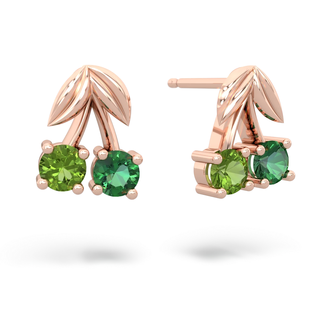 Peridot Sweet Cherries 14K Rose Gold earrings E7001