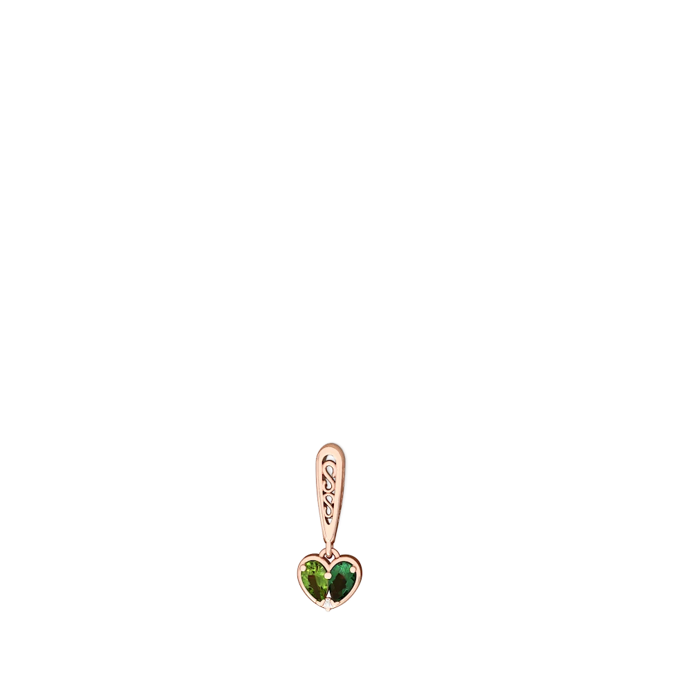 Peridot Filligree Heart 14K Rose Gold earrings E5070