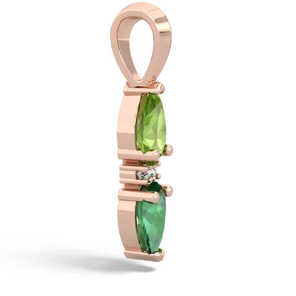Peridot Bowtie Drop 14K Rose Gold pendant P0865