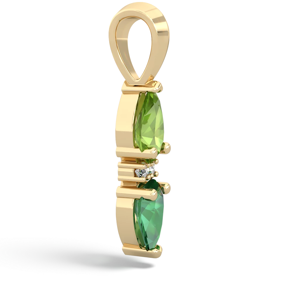 Peridot Bowtie Drop 14K Yellow Gold pendant P0865
