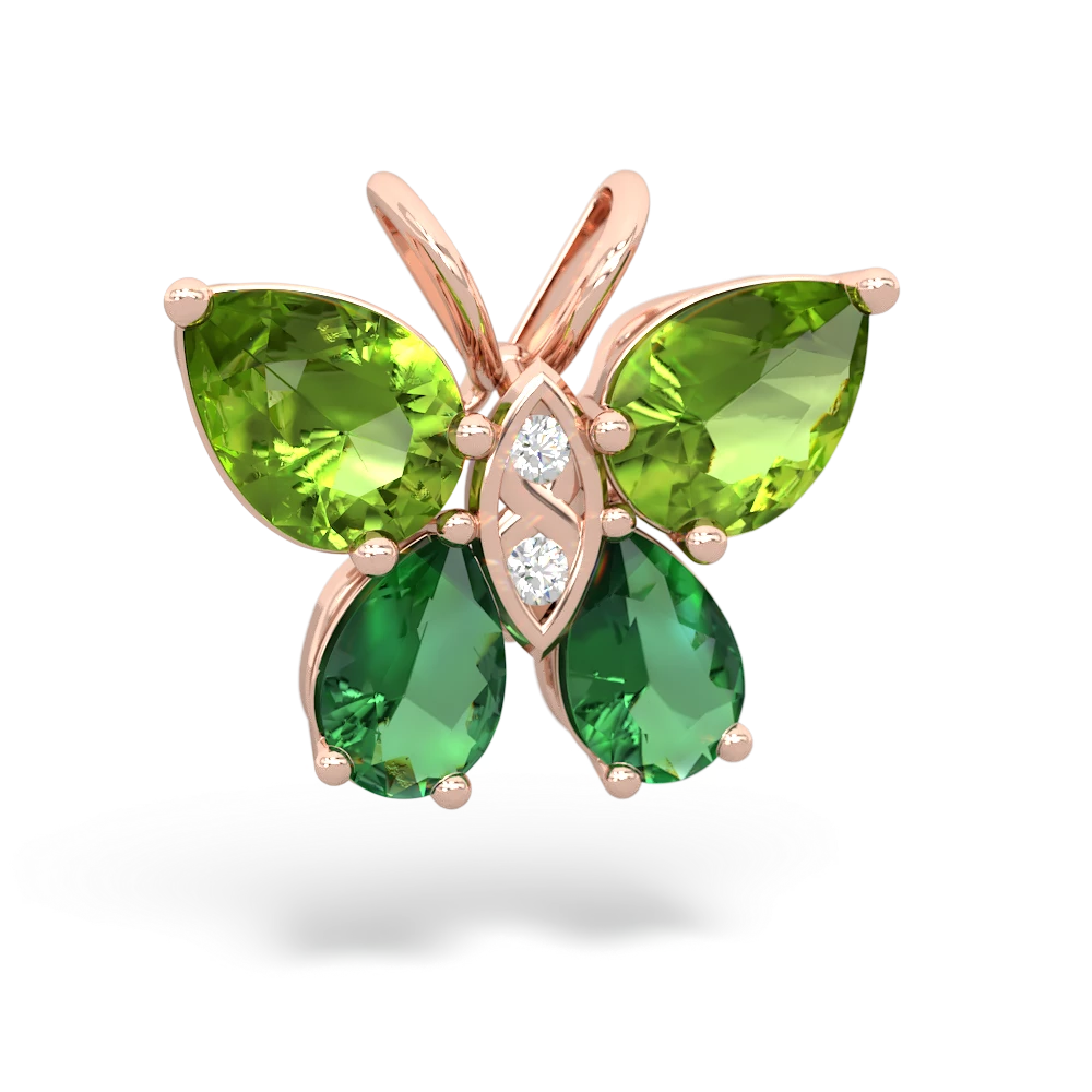 Peridot Butterfly 14K Rose Gold pendant P2215