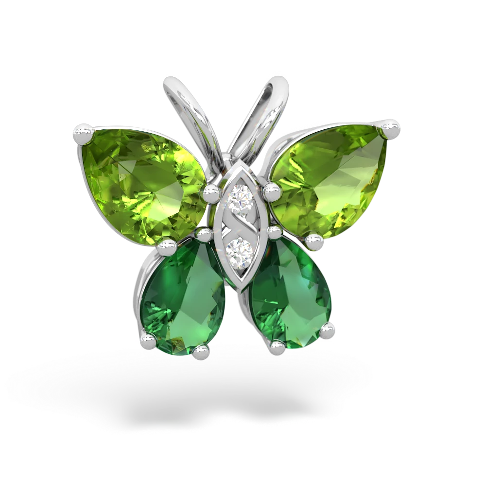 Peridot Butterfly 14K White Gold pendant P2215