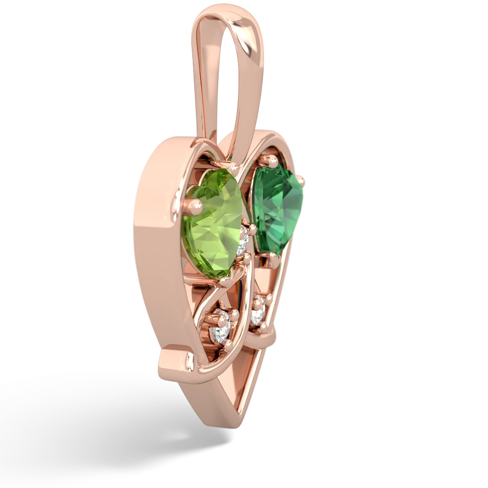 Peridot Celtic Trinity Heart 14K Rose Gold pendant P5331