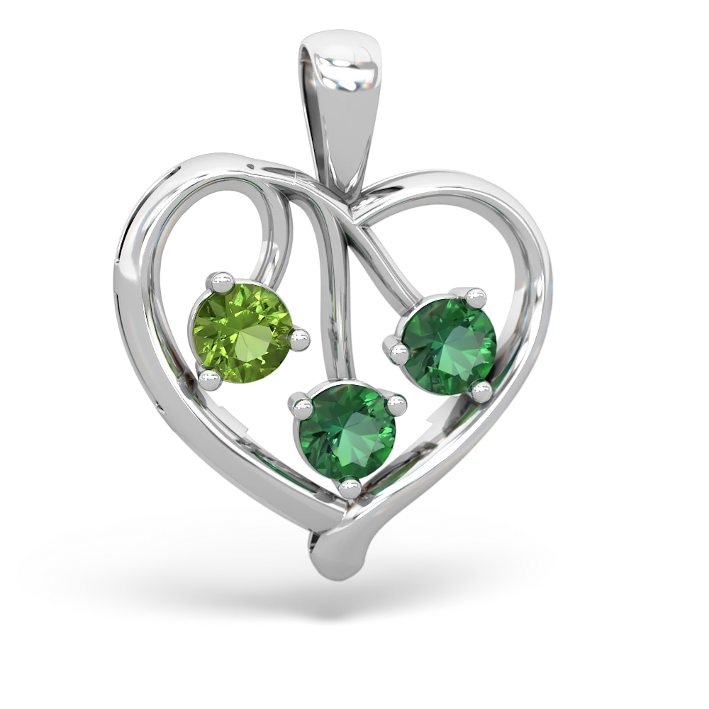 Peridot Glowing Heart 14K White Gold pendant P2233