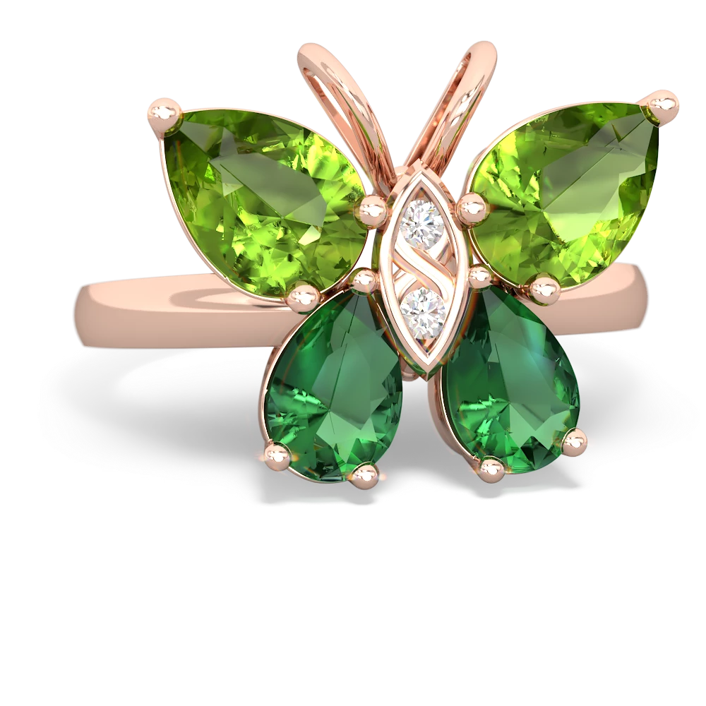 Peridot Butterfly 14K Rose Gold ring R2215