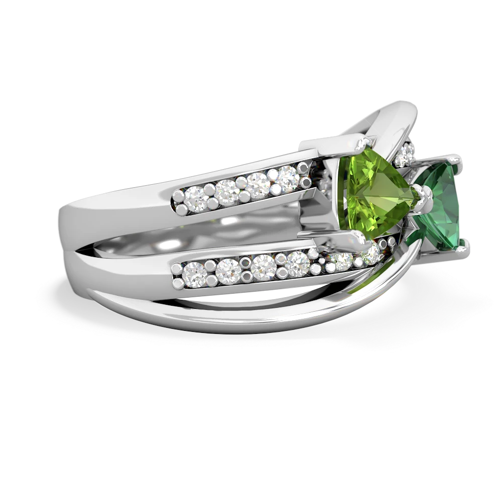 Peridot Bowtie 14K White Gold ring R2360