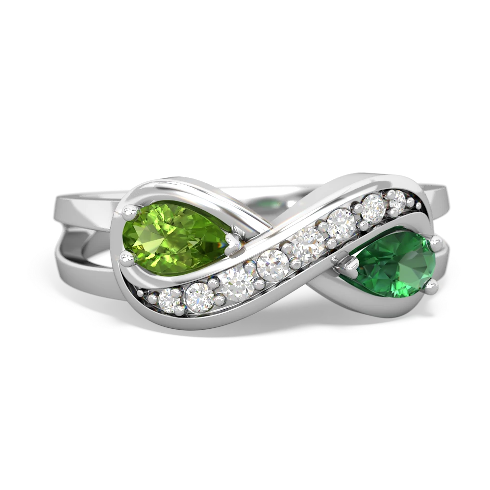 Peridot Diamond Infinity 14K White Gold ring R5390