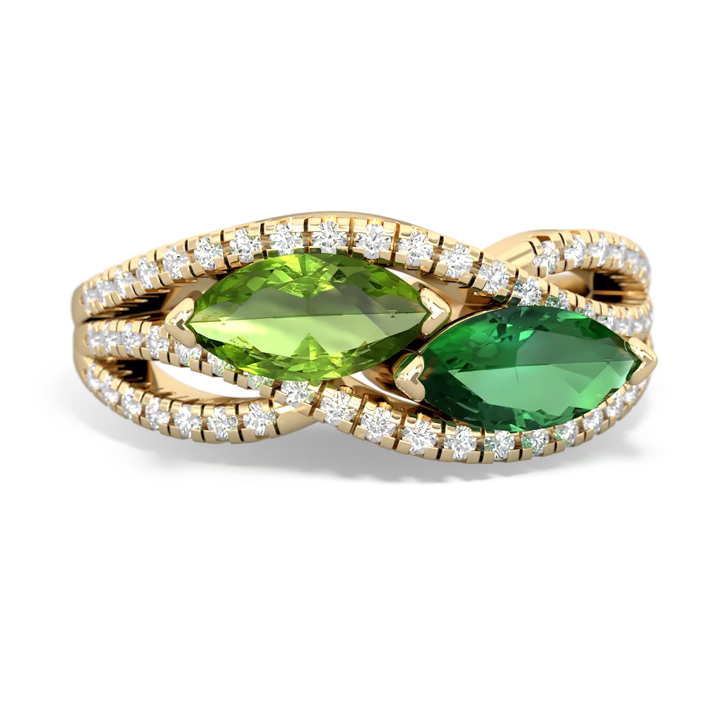 Peridot Diamond Rivers 14K Yellow Gold ring R3070