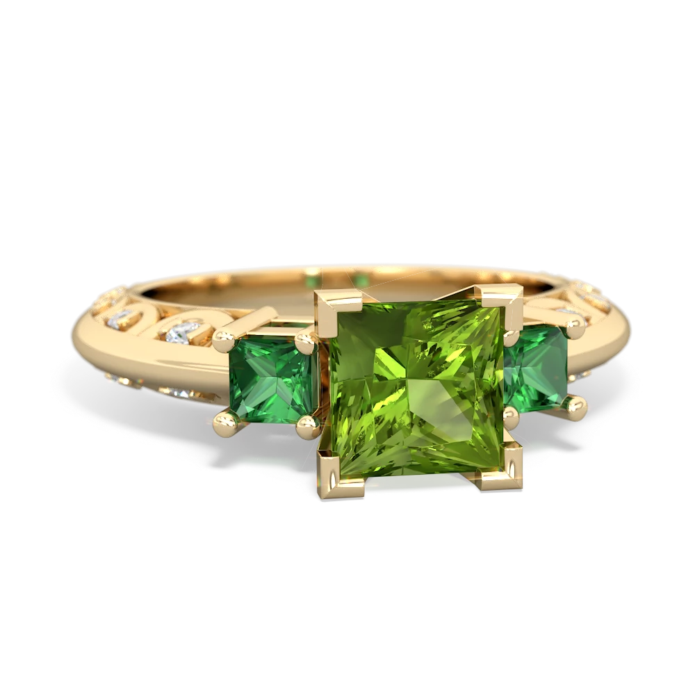 Peridot Eternal Embrace Engagement 14K Yellow Gold ring C2001