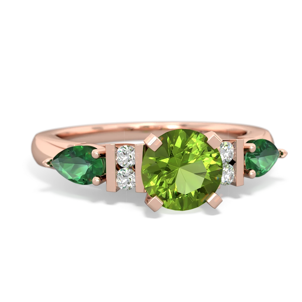 Peridot 6Mm Round Eternal Embrace Engagement 14K Rose Gold ring R2005