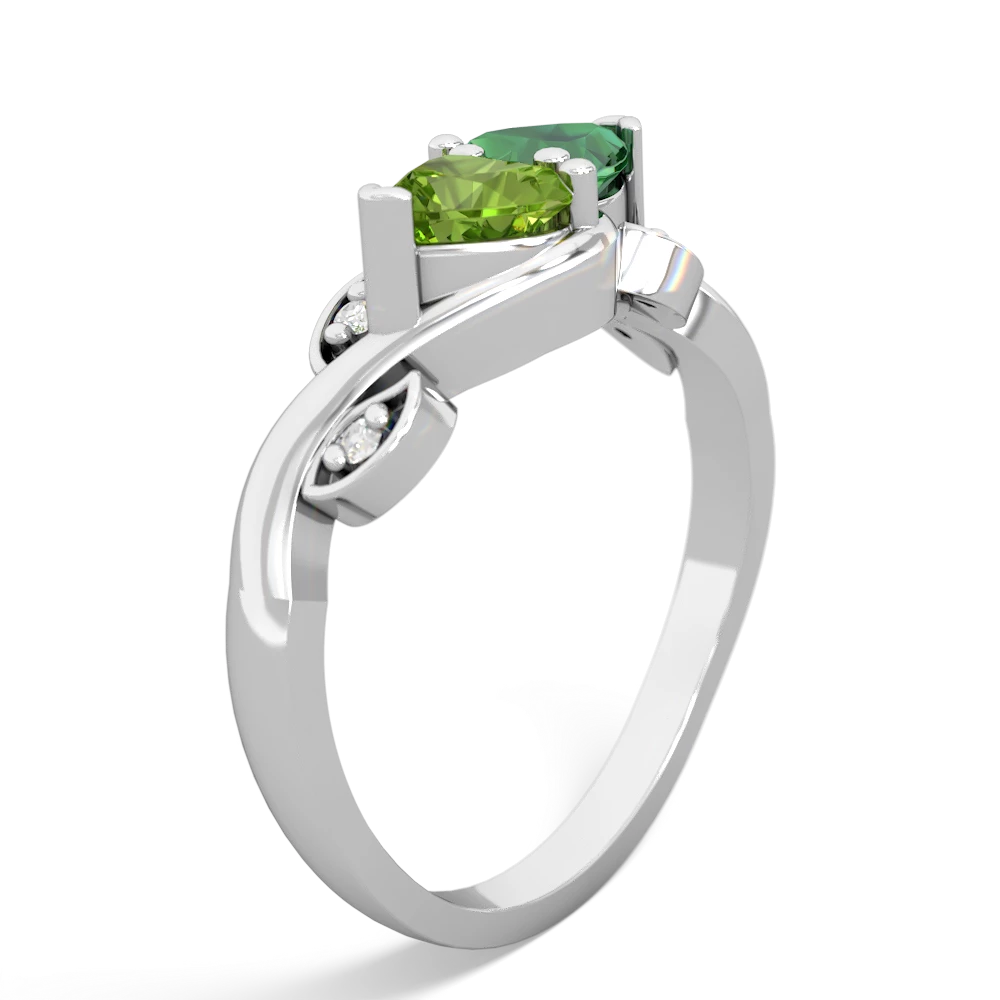 Peridot Floral Elegance 14K White Gold ring R5790