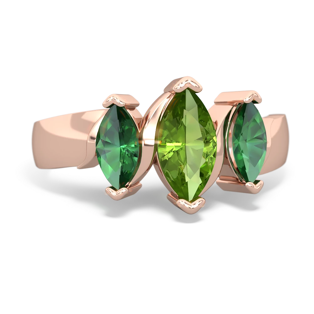 Peridot Three Peeks 14K Rose Gold ring R2433